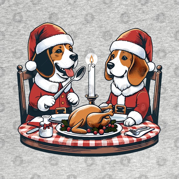 Beagle Dogs Christmas Meal by Graceful Designs